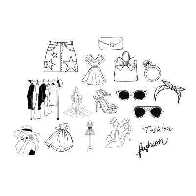 Fashion Mode Bundle PNG SVG Datei - Download Plotterdatei - Plotter File - Sunglasses Sonnenbrille High Heels Kleid Parf
