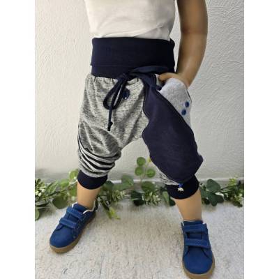 Shorts Pumphose Gr.110-116 Jungen 3/4 kurz Baggytasche grau Sommerhose