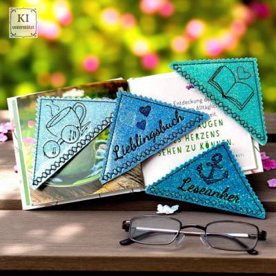 Stickdateien Set – ITH Leseecken / Lesezeichen – ab 10x10 Rahmen