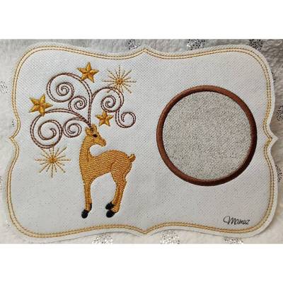 * Edler Hirsch MugRug ITH *  Tassenteppich, Tassenuntersetzer, Platzset, Weihnachtsmotiv