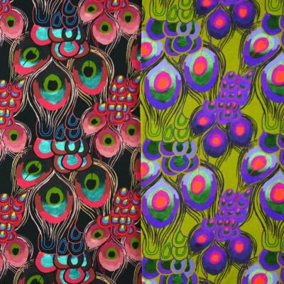 Jersey mit Pfauenfedern Art Deco „Peacock Leaves“ 2 Farbstellungen 50 x 150 cm ♕