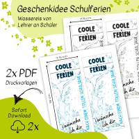 Druckvorlage Geschenk für Schulferien, Schulklasse, Wassereis, Ferienbeginn,  Schuljahresende, Geschenkidee, Schulkinder Bild 4