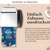 Urkunde als Mitgebsel für den Kindergeburtstag | Geschenktüte für Kinder | Rakete | Weltall | Weltraumpar Bild 3