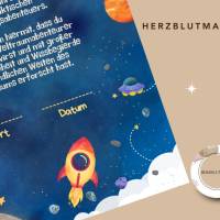 Urkunde als Mitgebsel für den Kindergeburtstag | Geschenktüte für Kinder | Rakete | Weltall | Weltraumpar Bild 7