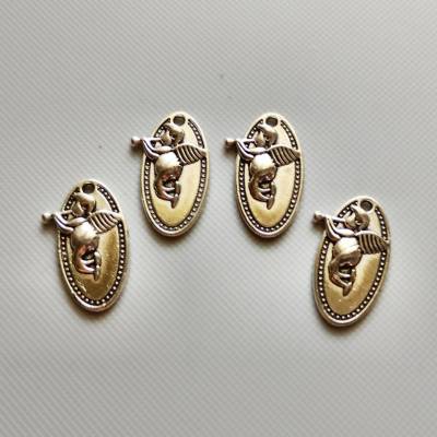 4/10 ovale Anhänger Engel Charms Antiksilber