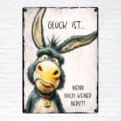 Dekoschild 'Glück ist...', UV-beständiges Blechschild, Wandschild