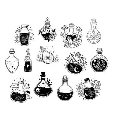 Zaubertränke Potions Bundle PNG SVG Datei - Download Plotterdatei - Plotter File - Magic Sterne Zaubertrank Hexerei 