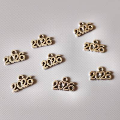 8 Charms Anhänger 2026 Jahr Antiksilber