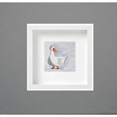 Handgemaltes Miniatur-Aquarellbild Gans – Original Kunstwerk auf Aquarellpapier 10 x 10 cm