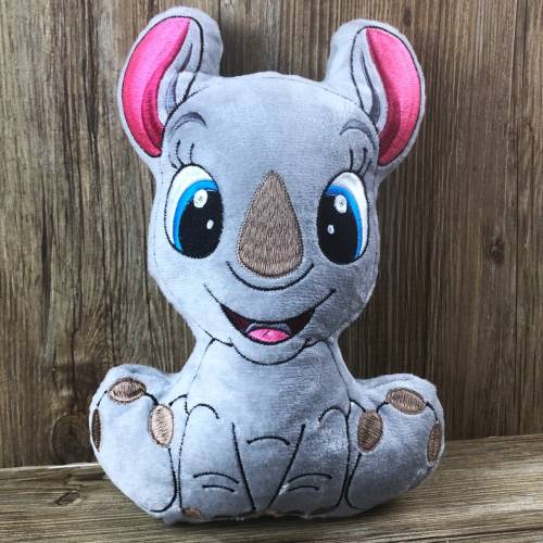 Stickdatei ITH Nashorn Susi für Rahmen 20x30 cm, Maschinenstickerei, ITH Stickmuster mit Tiermotiv