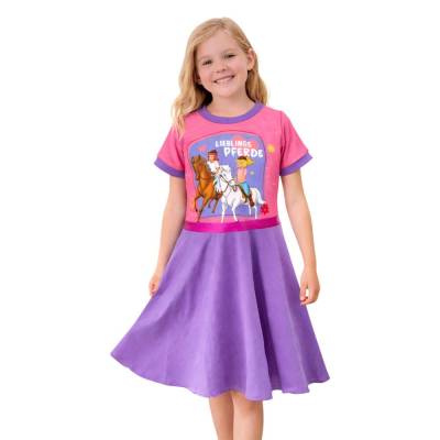 Handmade Drehkleid - Bibi und Tina // Sommerkleid Mädchen in rosa und flieder aus Jersey