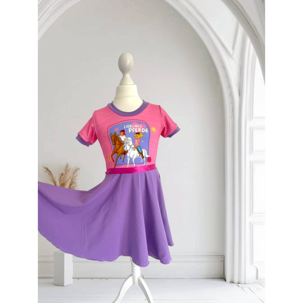 Handmade Drehkleid Bibi und Tina // Sommerkleid Mädchen in rosa