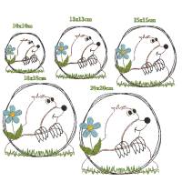 Stickdatei Maulwurf doodle Applikation Bild 4