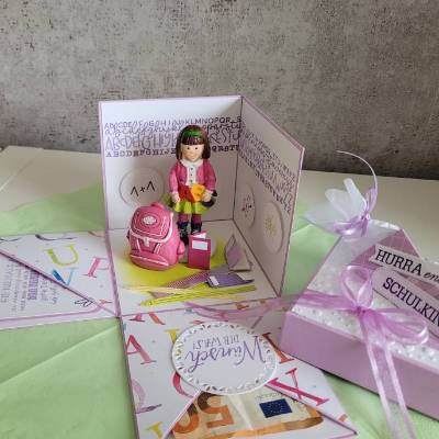Explosionsbox, Geldgeschenk zur Einschulung, Schulanfang, Geschenkidee, Schulkind