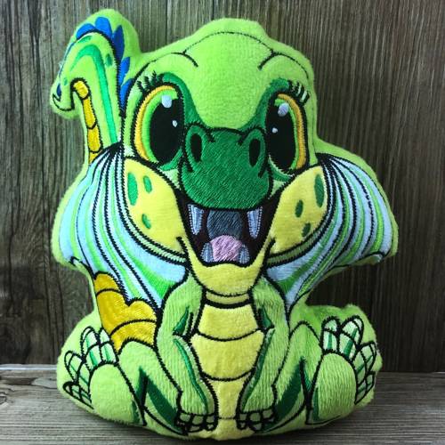 Stickdatei ITH Drache Flipp für Rahmen 20 x 30 cm, Maschinenstickerei, ITH Stickmuster mit Tiermotiv