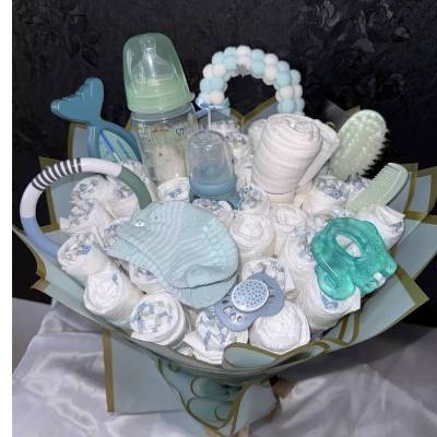 Windelstrauß für Jungs – Einzigartiges Geschenk zur Geburt oder Babyshower
