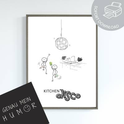 Küchenposter zum Ausdrucken | digitale Datei ausdrucken und aufhängen | Kitchen Disco Poster | Küchenparty Poster