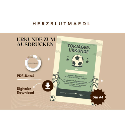 Fußball Urkunde als Mitgebsel für den Kindergeburtstag | Geschenktüte für Kinder