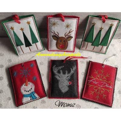 * Adventskalender TO GO, ITH Stickdatei * Hülle für Gutscheine, Geldgeschenke usw., Doodle und Füllstich