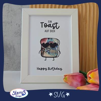 Plotterdatei Toastkarte Cutout • Geldgeschenk im Bilderrahmen • Happy Birthday • SVG PNG