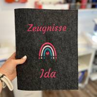 Personalisierte Zeugnis Mappe mit Regenbogen Motiv - viele Farbdesigns möglich Junge oder Mädchen Bild 8