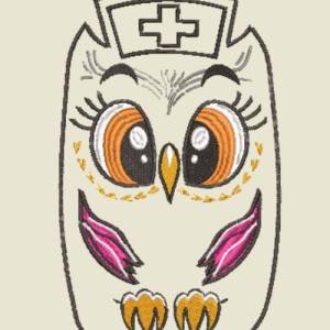 Stickdatei Applikation Eule Krankenschwester in 3 Größen, Maschinenstickerei, Stickmuster mit Tiermotiv Bild 2