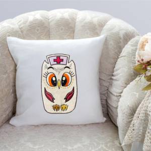Stickdatei Applikation Eule Krankenschwester in 3 Größen, Maschinenstickerei, Stickmuster mit Tiermotiv Bild 4