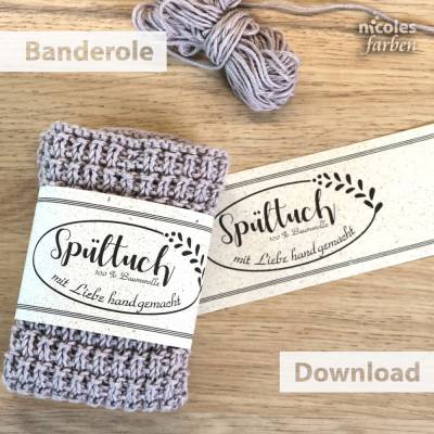 Geschenkverpackung für Spültücher – Banderole zum Selbstausdrucken - Printable Download Datei