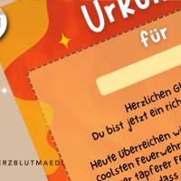 Feuerwehr-Urkunde – Mitgebsel & Andenken | Feuerwehrparty Deko & Belohnung Bild 5