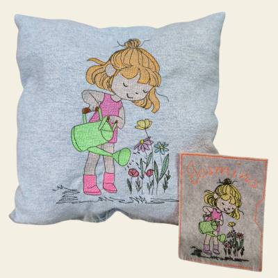 Stickdatei Mädchen im Garten Maschinenstickerei Set – 4 Größen, viele Formate, liebevoll gestaltet