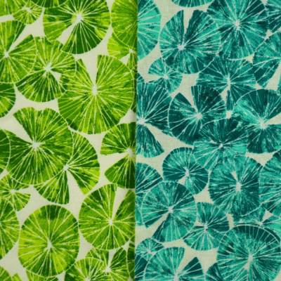 ♕ Baumwollstoff beschichtet Wachstuch mit Seerosenblättern