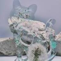 Katze mit Pusteblume Mint Bild 2