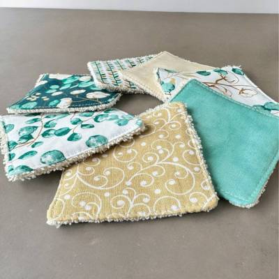 Wiederverwendbare Abschminkpads aus Baumwolle – 7er-Set Eukalyptus – handmade, waschbar, umweltfreundlich