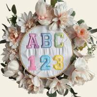 Stickdatei  Chenille Applikation Schrift ca. 75mm ABC Buchstaben Zahlen Set 2543 Maschinenstickerei Bild 3