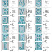 Stickdatei  Chenille Applikation Schrift ca. 75mm ABC Buchstaben Zahlen Set 2543 Maschinenstickerei Bild 4