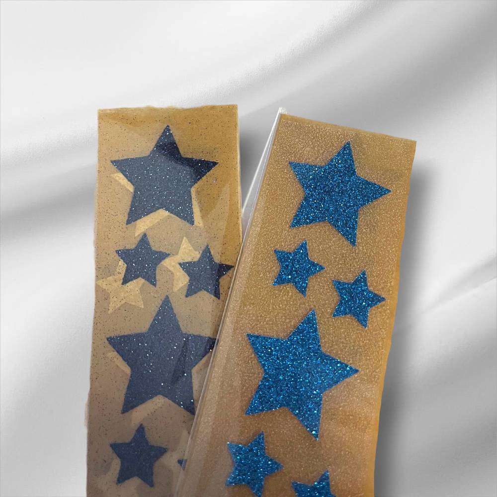 Bügelbild 12 Glitzer Sterne in Wunschfarbe // Sterne zum aufbügeln