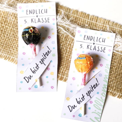 Druckvorlage Karte Endlich 5. Klasse, Schulbeginn, neue Schule, 5. Klässler, du bist spitze, Affirmation, ausdrucken