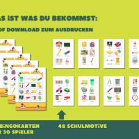 Schul-Bingo für bis zu 30 Spieler, Spiel, Spaß und Wortschatz erweitern Bild 2