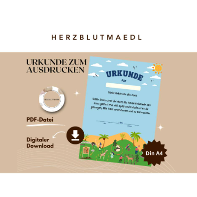 Geburtstag im Zoo für Kinder mit Tiermotiven | DIN A4 Schulausflug in den Zoo