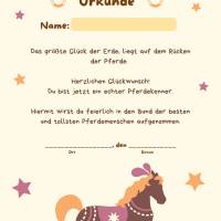 Reiterhof / Pferde Urkunde – Personalisierte A4 Mitgebsel für Kindergeburtstag & Reiterhof-Party Bild 2