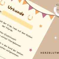Reiterhof / Pferde Urkunde – Personalisierte A4 Mitgebsel für Kindergeburtstag & Reiterhof-Party Bild 5