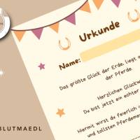 Reiterhof / Pferde Urkunde – Personalisierte A4 Mitgebsel für Kindergeburtstag & Reiterhof-Party Bild 6