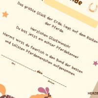 Reiterhof / Pferde Urkunde – Personalisierte A4 Mitgebsel für Kindergeburtstag & Reiterhof-Party Bild 7