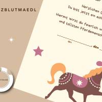Reiterhof / Pferde Urkunde – Personalisierte A4 Mitgebsel für Kindergeburtstag & Reiterhof-Party Bild 9