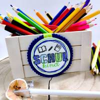 ITH Schulkindbutton Stickdateien Set – 4 Motive ab 10x10 cm – Schule Set 01 von made by Vina Bild 1
