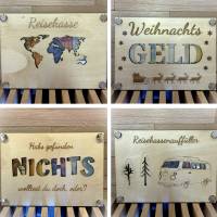 Geldgeschenk Weltkarte aus Holz – kreative Geschenkidee für Reisende | Holzkarte mit Gravur als Reisegutschein Bild 8