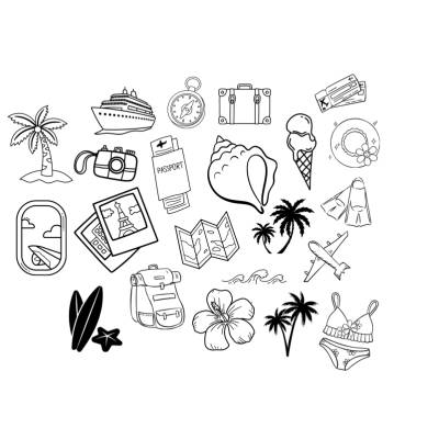 Sommer Urlaub Summer Vacation Bundle PNG SVG Datei - Download Plotterdatei - Plotter File - Muschel Palme Strand Shell