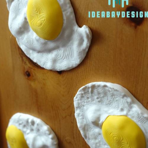 3er Set Spiegelei Kühlschrankmagnete | Wandmontage & Klebeband | Lustige Magnet-Deko für Küche | Magnetische Notizhalter