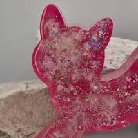 Katze mit Pusteblume Neon pink/ LED Lichtsockel Bild 2