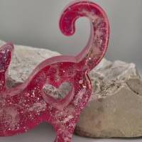 Katze mit Pusteblume Neon pink/ LED Lichtsockel Bild 3